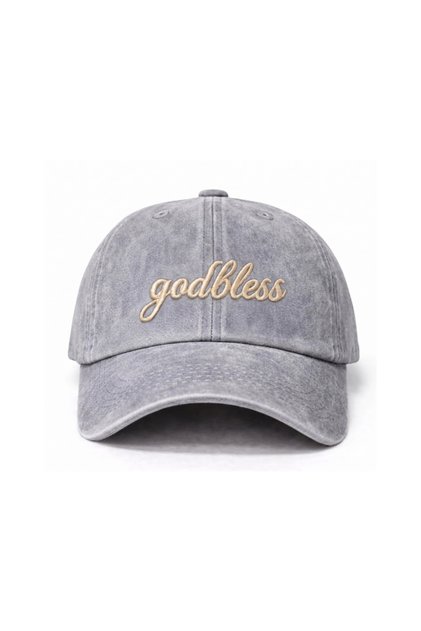 ''Godbless'' Embroidered Washed Hat /''God Bless'' Embroidered Washed Baseball Cap