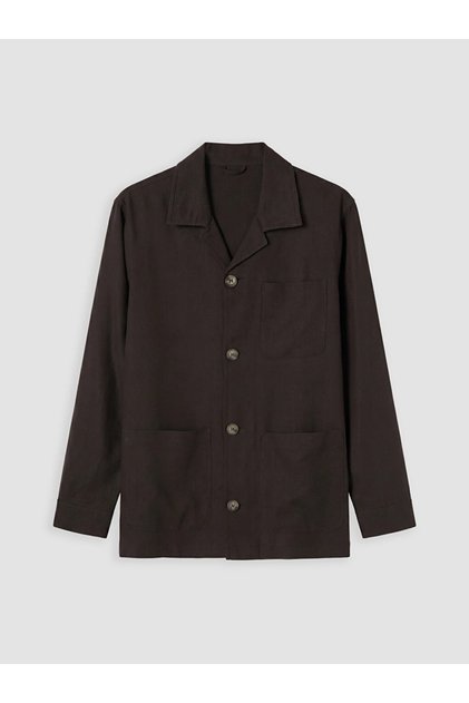 Kahverengi Regular Fit Erkek Keten Karışımlı Blazer Ceket