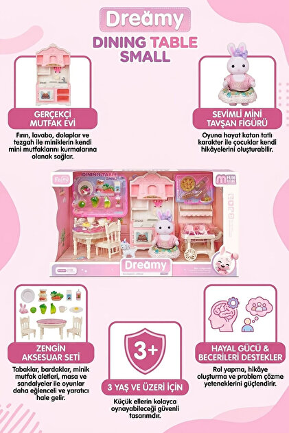 Feyza Oyuncak Bay Dreamy Kız Çocuk Oyuncak Mutfak Seti 1 Tavşan 1