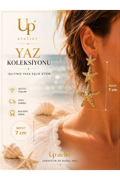 Summer Collection Gold Starfish Model Earrings