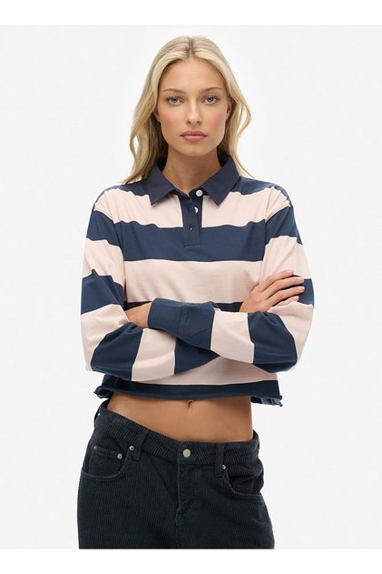 Tricou cu dungi pentru femei, albastru marin, croială standard W6012175A
