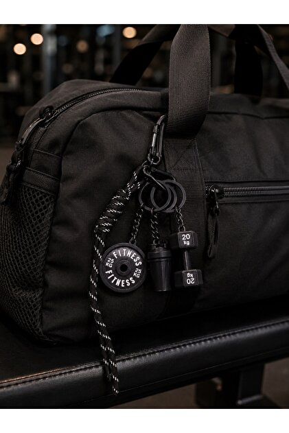 Fitness Charm Anahtarlık | Dambıl, Ağırlık Plakası ve Shaker Figürlü Spor Çantası Süsü