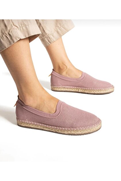 Laceless Straw Detailed Rubber Sole Knitwear Loafer 101-1845 Women's Shoes