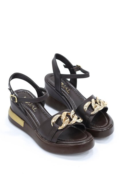 Bln 304 Gold Buckle Detailed High Sole Sandals