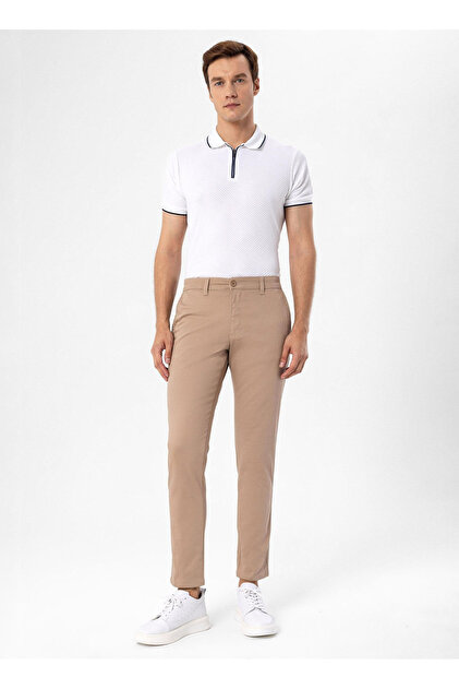 Bej Erkek Slim Fit Armürlü Pantolon PN2020500710