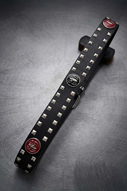 Black Spider Gothic Pyramid Leather Belt