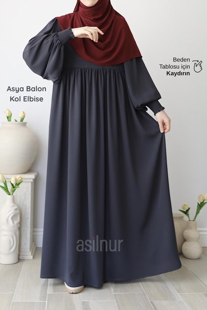 Asya Balloon Sleeve Dress Smoked