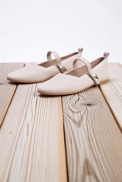 Women's Knitwear Ballerina Metal Accessory Detailed Square Toe Flat Heel Comfortable Daily Shoes Modern Stylish Elegant