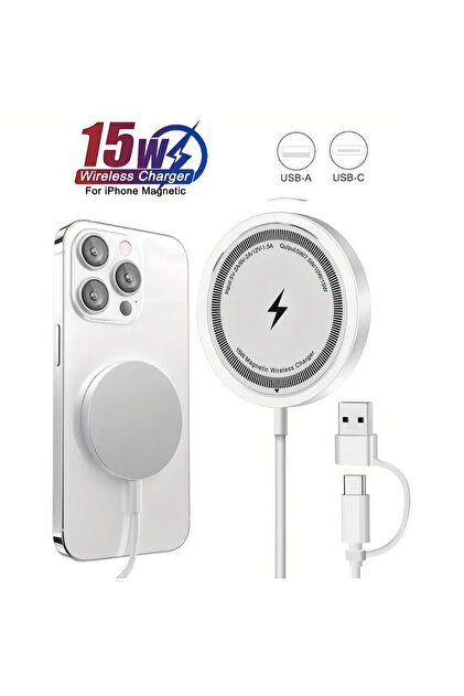 15W Magnetic Wireless Charger for iPhone 16/16 Pro/16 Plus/15/15 Pro/14/13/12 Series - Strong magnetic attraction, stable and easy to use, compact design suitable for travel and home