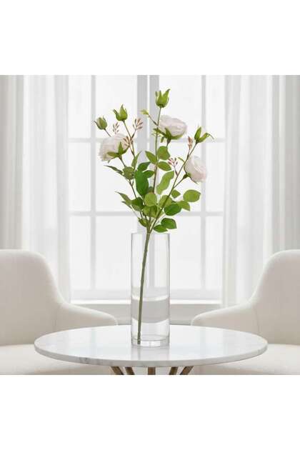 Artificial Real Touch Rose Stem Flower H64cm - Pink