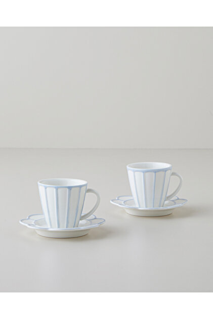 Soft Cloud Stoneware 4 Piece 2 Person Coffee Cup Set 70 ml Light Blue