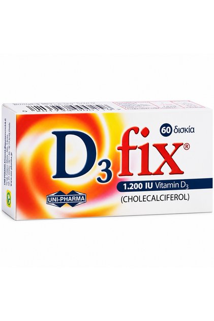 UNI-PHARMA D3 Fix Βιταμίνη D3 για δυνάτά οστά και αρθρώσεις 1.200iu, 60 ταμπλέτες