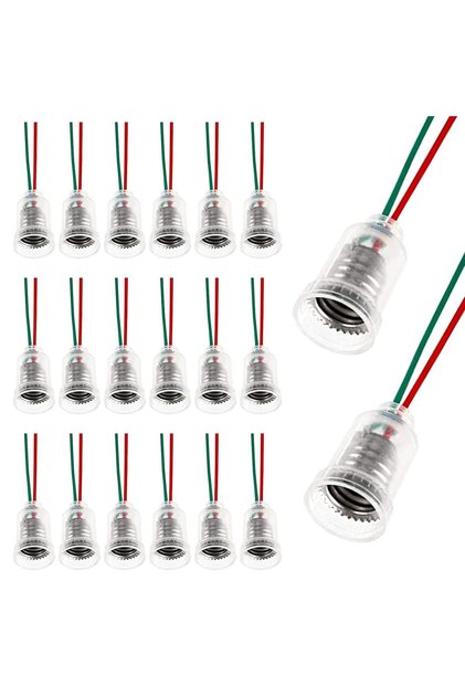 Pachet de 20 de socluri E10 pentru becuri, cu cablu izolat, bază de lampă pentru becuri de uz casnic, lămpi LED,