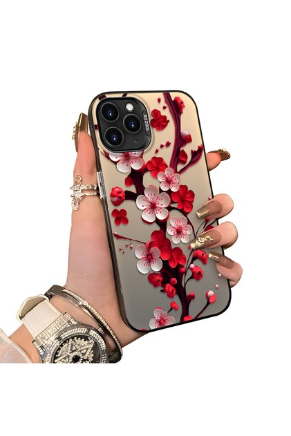 iPhone 11 Pro Compatible Silicone Edge Hard Back Case Couple Phone Case with Floral Pattern