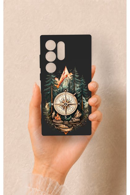 Samsung S24 Ultra Compatible Compass Forest Pattern Silicone Case