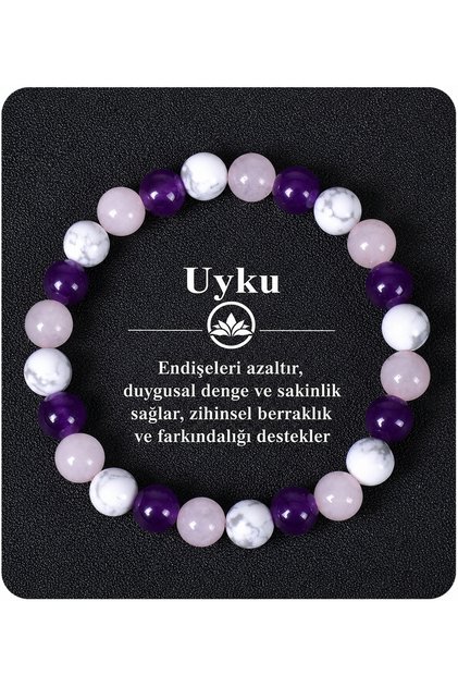 Uyku Bilekliği Pembe Kuvars San Taşım (Uyku Taşı) Doğal Taş Bilekliği | 8 mm | Sertifikalı |