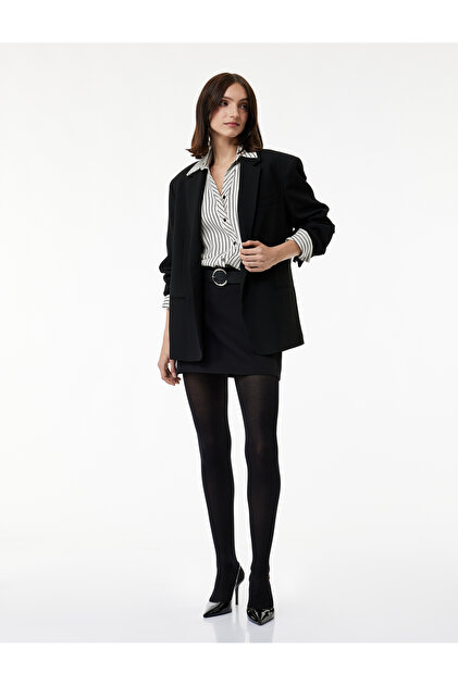 Slim Fit A Kesim Kemerli Mini Etek
