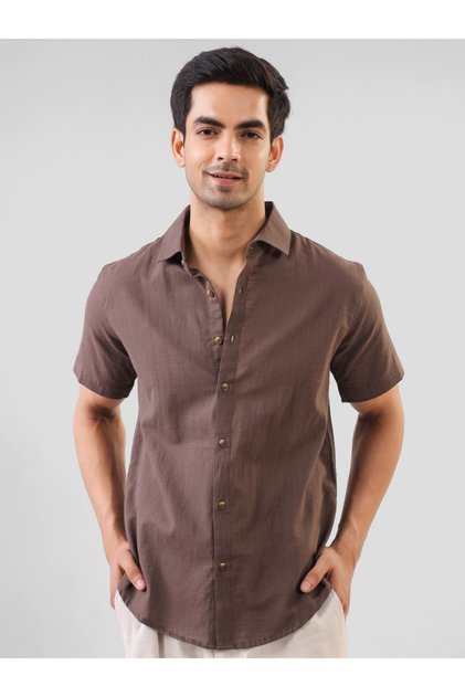 Men Solid Regular Fit Cotton Shirt