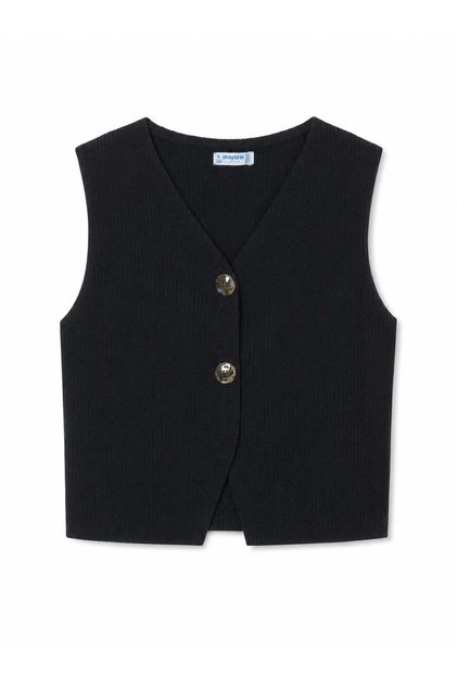 Girl's Buttoned Knitwear Vest 8-18 Years Black