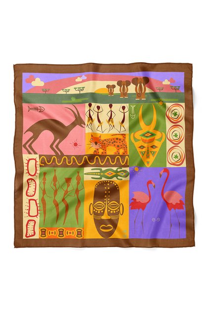 African Spirit Ethnic Motif Pattern Scarf Bandana 70X70 cm