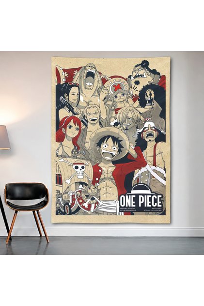 One Piece Character Collage Wall Covering Wall Tapestry First Quality Satin Fabric Poster