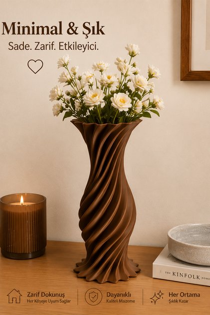 Modern Dekoratif Burgu Vazo | Spiral Tasarım Çiçek Vazosu | Minimal Salon Vazosu | Masaüstü Dekoratif Vazo | Ev ve Ofis Dekoru