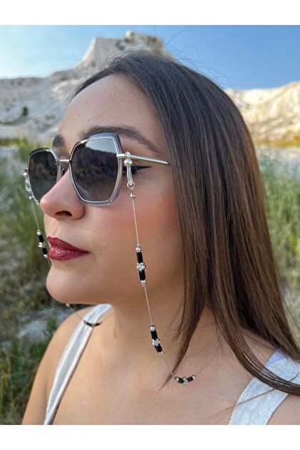 Metal Flower Detailed Glasses Chain | Women's Glasses Strap | Silicone Tipped Beaded Glasses Accessory | Compatible with All Glasses