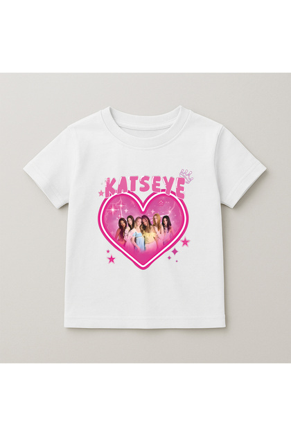 Tricou cu mânecă scurtă din bumbac, cu imprimeu Katseye, pentru copii și adolescenți