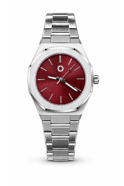 Octa Burgundy 42 mm Bordo Kadran Çelik Kordon Unisex Quartz Kol Saati