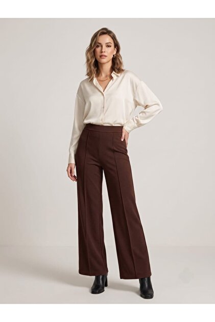 High Waist Recovery Flare Leg Palazzo Trousers