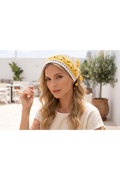 Tassel Detailed Crochet Woven Women's Bandana