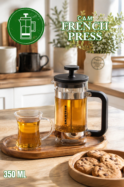 Smartpan Bv008 French Press Glass Herbal Tea Infuser with Stainless Steel Strainer Coffee Press - 350 ml