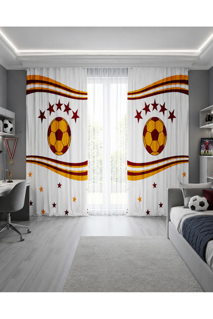 Yellow Red Soccer Ball Double Winged Children's Room Background Curtain