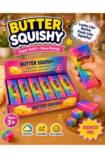 Butter Squishy Renkli Stres Oyuncağı Slow Rising Süper Yumuşak Sıkılabilir Antistres Oyuncak