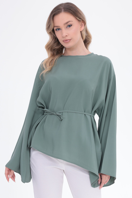 Asymmetric Modal Woven Tunic with Skirt Hem