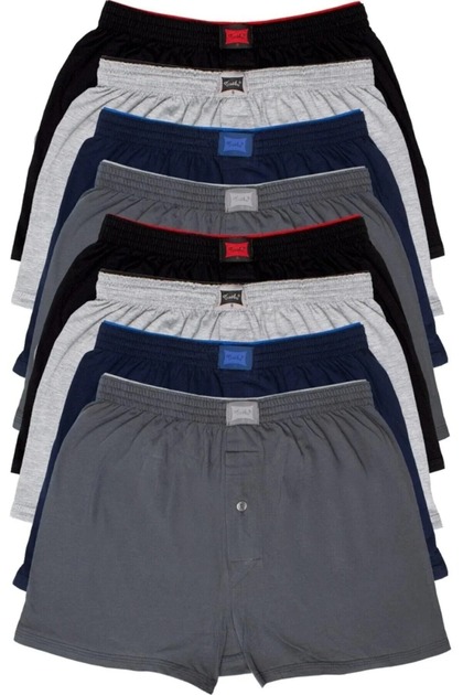 Men's 8-Piece Combed Cotton Boxer Set, Puffed Waistband, Assorted Colors