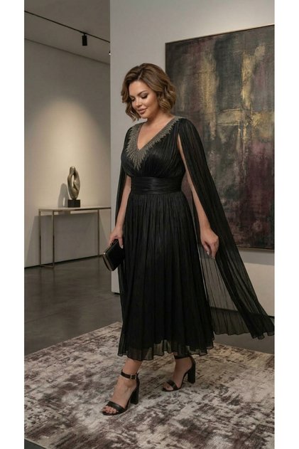 Rochie de ocazie neagra cu accesoriu Olimpia
