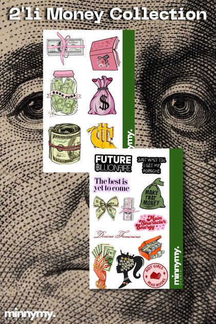 2-Pack Money Collection Stickers, Decals, Agenda, Diary, Planner, Bullet Journal, Scrapbook