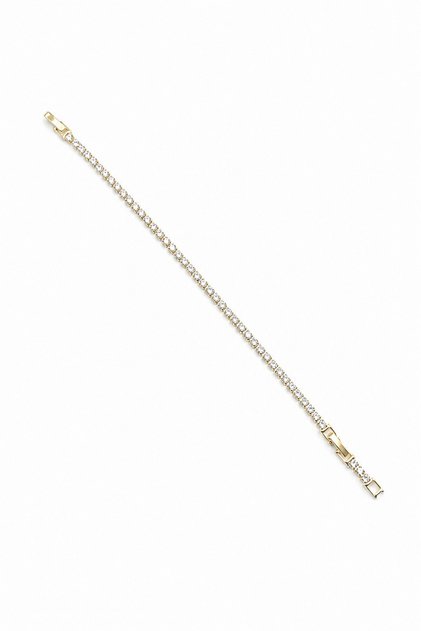 Single Row Xuping Shiny Zircon Stone Large Waterway Bracelet - Gold