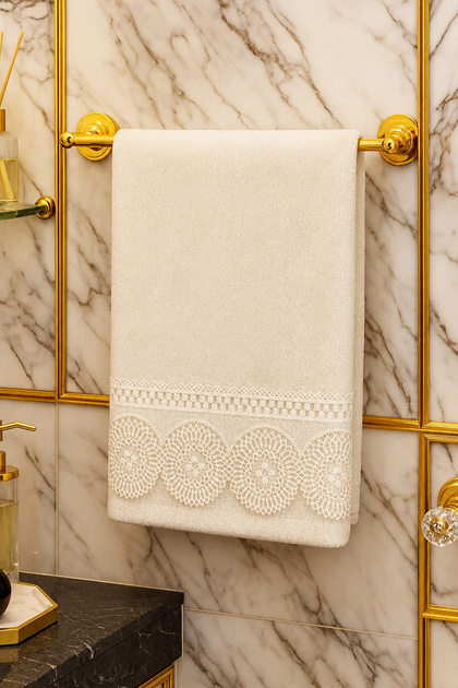 Ahu Laced Cotton Dowry Hand Towel 50X90 cm