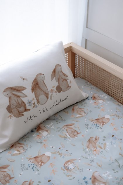 Tavşanlı Çarşaflı Montessori Bedding Set (100X200 - 50X70 - 80X180) - Rabbit Garden