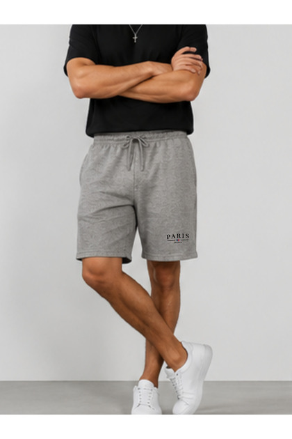 Men's Gray Short Combed Cotton Shorts & Bermuda Summer Cotton Slim Fit