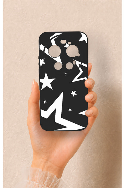 Xiaomi Mi 17 Ultra Compatible Black Mega Star Patterned Silicone Case