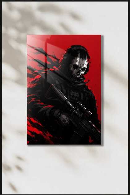 Ghost Kırmızı Operasyon HD Metal Poster – Call of Duty Oyuncu Odası Dekoru