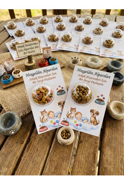 Kedi Mamalı & Patili Bebek Hatıra Kartı Yenidoğan Erkek Bebek Hediyelik