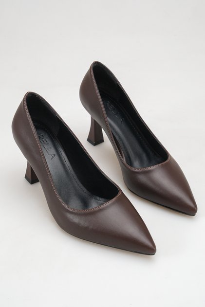 Pantofi cu toc înalt maro, cu vârf ascuțit, pentru femei, clasici, eleganți, de zi cu zi, de birou, stiletto, confortabili, cu toc gros