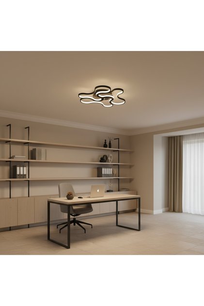 Lustra LED cu telecomanda ORMS Eleganza, 3000K/4000K/6000K, 126W, Metal și Plastic, Negru
