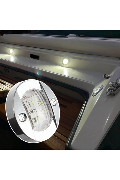 White Light 1 PCS 3 Inch Round Marine Boat LED Courtesy Light 12V Transom Stern Anchor Deck Lights f