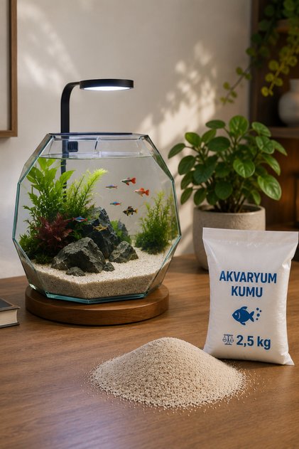 Doğal Akvaryum Kumu Açık Bej 2,5 kg | İnce Taneli | Elenmiş | Tozdan Arındırılmış | Fırında Kurutulmuş