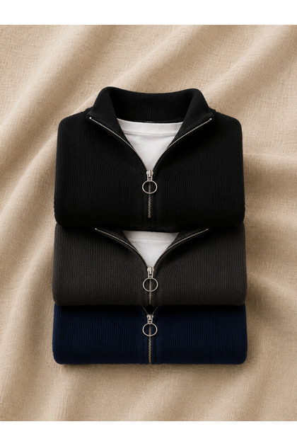 3-Pack Advantageous Men's Casual Half-Zip Winter Knitwear Thessaloniki Sweater
